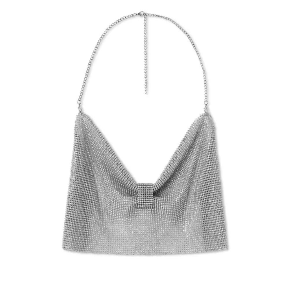NWT Silver Chain Bow Crop Top - One size fits most